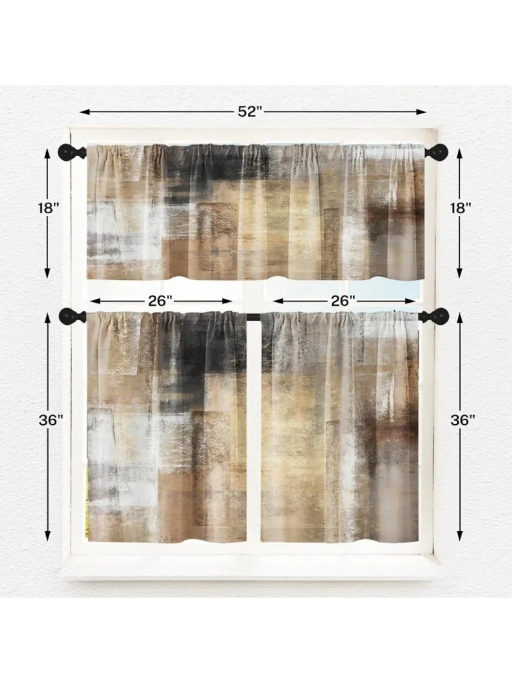 Modern Brown Kitchen Curtains Set - 36